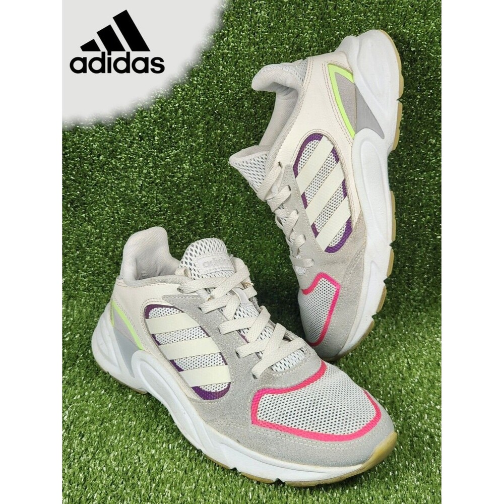 Adidas 90s Valasion Womens Size 8 White Gray Athletic Running Sneakers Shoes
